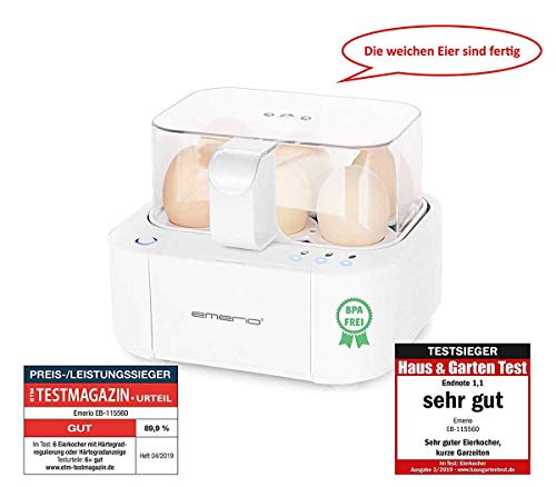 Emerio EB-115560.2 Cuece huevos, 400 W, Polímero, Blanco