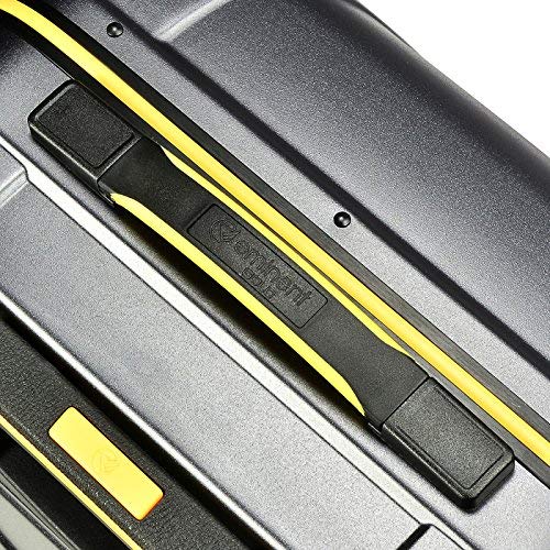 Eminent Gold Maleta Grande Crossover 77cm 103L Maleta Viaje rígida Policarbonato & Marco de Aluminio 4 Ruedas Dobles 360° Doble Cierre TSA Negro/Amarillo