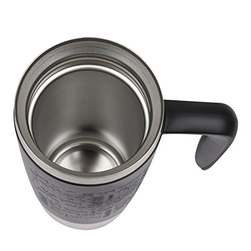 Emsa Travel MUG Handle Taza térmica, Acero Inoxidable, Negro, 0.36 L