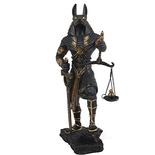 Enweonga Estatua del Dios Egipcio Anubis, Resina del Dios Egipcio Antiguo Y Figuras De La Balanza De La Justicia, Escultura Coleccionable para Adornos De Decoración del Hogar