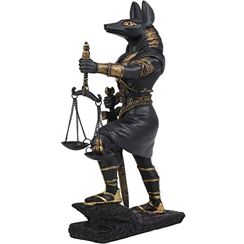 Enweonga Estatua del Dios Egipcio Anubis, Resina del Dios Egipcio Antiguo Y Figuras De La Balanza De La Justicia, Escultura Coleccionable para Adornos De Decoración del Hogar
