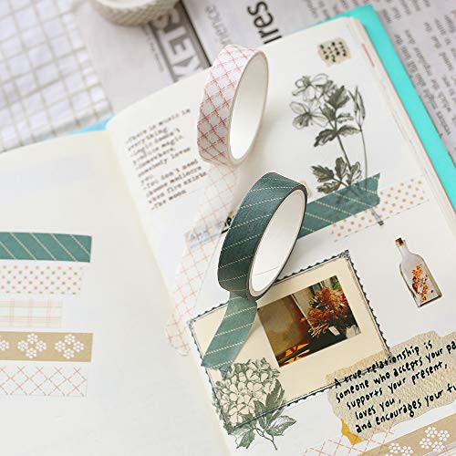 EnYan - Juego de 5 rollos de cinta Washi para decoración, 10 mm de ancho, cinta decorativa japonesa para planificadores de diarios, manualidades, álbumes de recortes