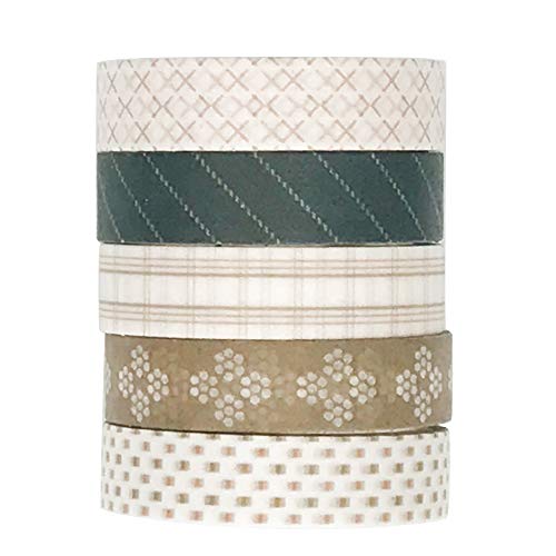 EnYan - Juego de 5 rollos de cinta Washi para decoración, 10 mm de ancho, cinta decorativa japonesa para planificadores de diarios, manualidades, álbumes de recortes