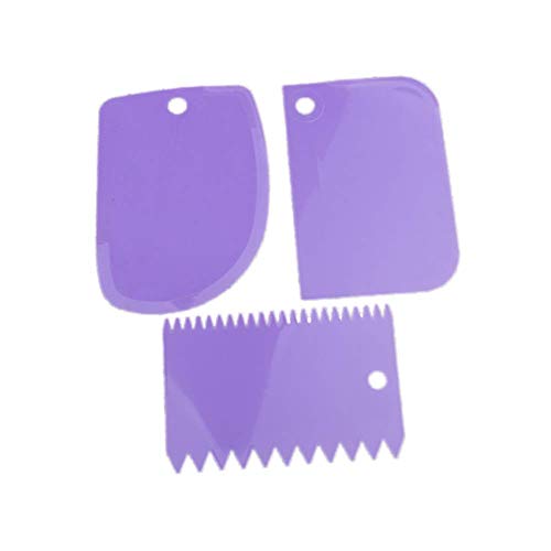 Espátula Masa Espátula Juego de plástico Espátula y rasqueta Hornear Masa tarjeta Espátula (Herramienta de Cocina para pasteles y tartas, apto para lavavajillas. morado