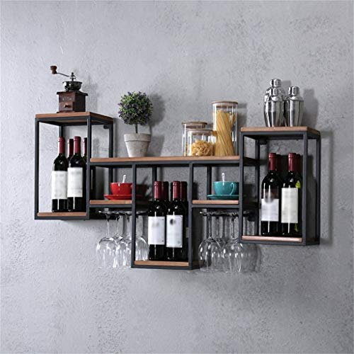 Estante de partición montado en la Pared Estante de Pared de Hierro para Sala de Estar Dormitorio Utilizado para estantería Exhibición de Almacenamiento Estante para Copa de Vino Marco de un