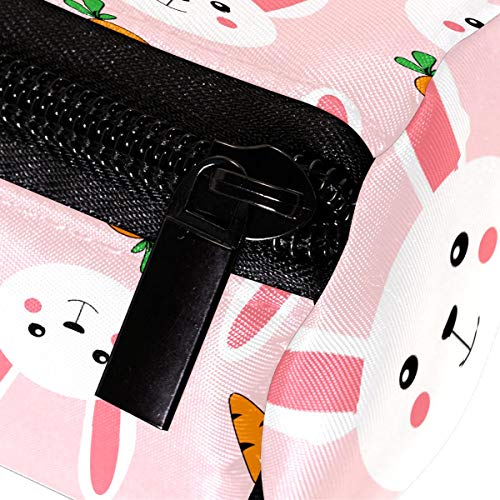 Estuche de dibujos animados de conejo con patrón de zanahoria bolsa bolsa escuela papelería pluma caja cremallera cosmética bolsa de maquillaje