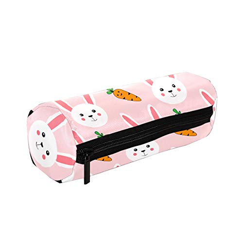 Estuche de dibujos animados de conejo con patrón de zanahoria bolsa bolsa escuela papelería pluma caja cremallera cosmética bolsa de maquillaje