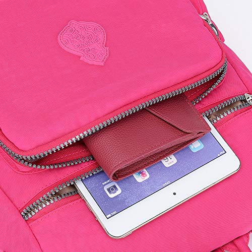 Estwell Mochila Mujer Casual Bolso Mochila Antirrobo Impermeable Nylon Mochila Escuela Multifuncional Gran Capacidad Bolso Bandolera Mochila de Viaje, Vino Rojo