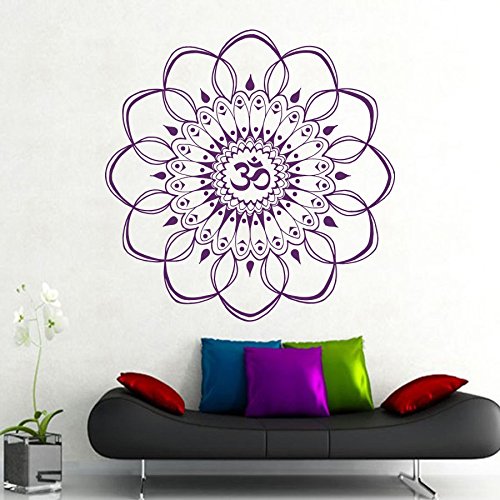 Etiqueta de la pared Indian Buddha Mandala Flower Ornament Ganesha OM Namaste Yoga Vinyl Decal Dormitorio Sala de estar Estudio Decoración para el hogar Art mural poster