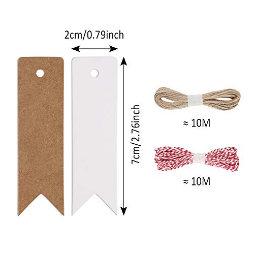 Etiquetas de etiquetas de papel Kraft 400 piezas Etiquetas de regalo para cerveza Etiquetas colgantes con cordón de yute en blanco y negro para regalos de boda para elaborar como etiquetas de precio