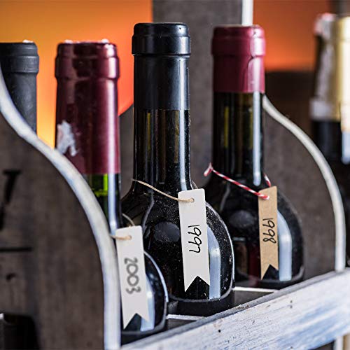 Etiquetas de etiquetas de papel Kraft 400 piezas Etiquetas de regalo para cerveza Etiquetas colgantes con cordón de yute en blanco y negro para regalos de boda para elaborar como etiquetas de precio