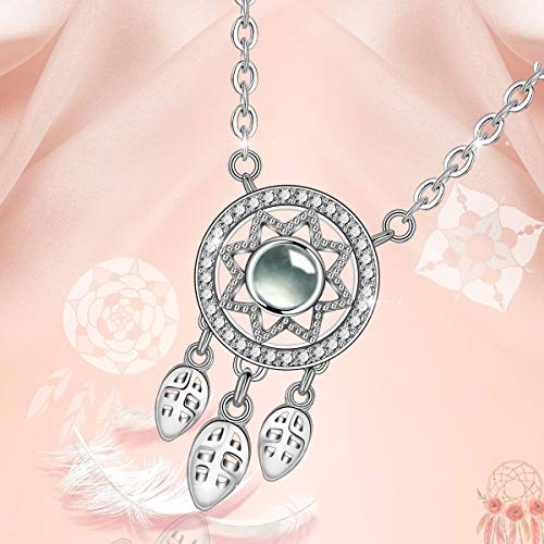 EUDORA Te Amo en 100 Idiomas Bisutería Mujer Plata de ley S925, Afortunado Collar de Mujer Proyección Micro Tallado, Regalos Originales para Madre Hija Novia