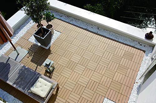 EUGAD 22x Suelo de Exterior WPC 30x30cm Terrazas del Piso 22 Set 2? Baldosas de Madera para Jardin, Terraza Marrón
