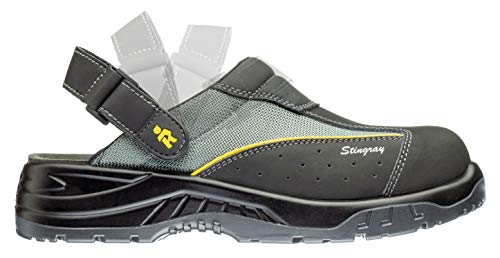 EuroRoutier Stingray Black Leather, Zuecos Zapatos de Seguridad Certificado CE EN ISO SB+A+E+FO+SRC (42)