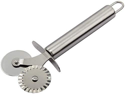 EUROXANTY® Cortador de Pizza y Pastas | Doble Rueda de 4cm | Acero Inoxidable | 18 cm de Largo