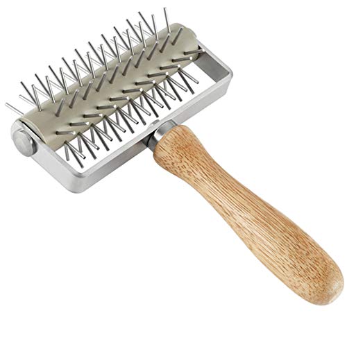 EVEDM - Rodillo de acero inoxidable para pizza con mango de madera, herramienta de acoplamiento para pizza y galletas, pastelería