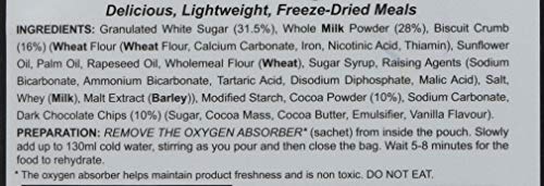 Expedition Foods Chocolate Chip Biscuit Pudding Gama de postres, Unisex Adulto, Negro, Dessert Range