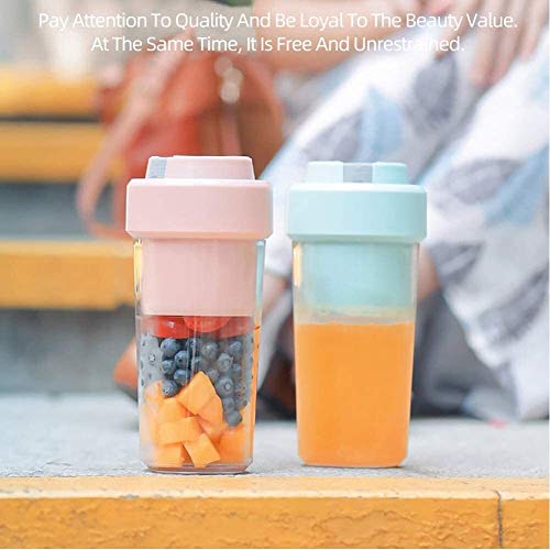 Exprimidor Exprimidor portátil, recargable USB Mini Blender, desayuno fruta y el procesador de alimentos de origen vegetal, Inicio/Viajes/viaje de negocios/Jugo Oficina Copa (Color : Blue)