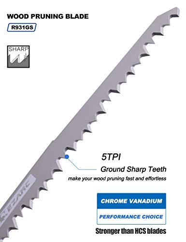 EZARC Hojas de Sierra de Sable R931GS para Cortes Rápidos en Madera 225mm 5TPI (pack de 5)