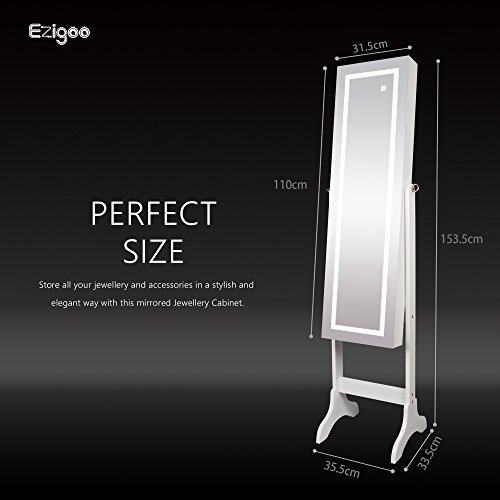 Ezigoo Armario para Joyas con Espejo de con Luces LED táctiles – Armario joyero con Espejo sin Marco