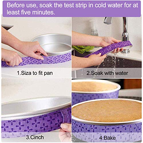 FANDE Tiras para Hornear, 2 Pcs Bake Even Strip, Tiras de Repostería para Hornear, Tira de Pastel Ajustable, Cinturón de Algodón Grueso para Bandeja de Horno (80 * 3.7 cm)