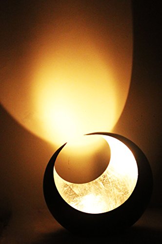 Farol portavelas Oriental de Metal - Candelabro para el jardín - Decorativo para la Mesa - Moon Plata - transmite Buen Ambiente - Pasa un Buen rato en el jardín