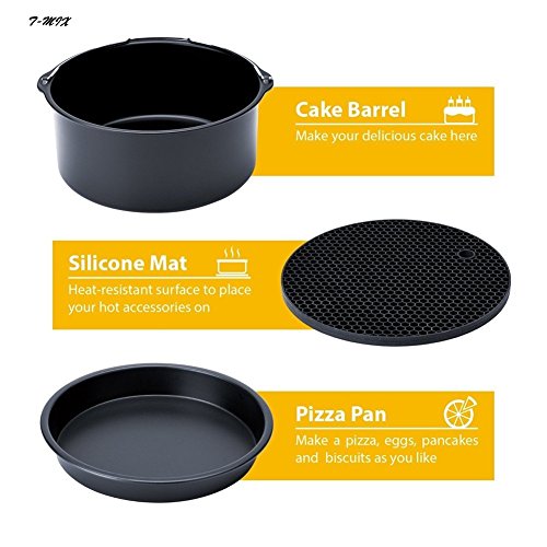 Fashion barra Accesorios de freidora de Aire de 5 Piezas de 7 Pulgadas para la Marca Gowise Phillips y Cozyna o más, aplicable a 3.2L - 4.8L Freidora (5 Stück 7 Zoll)