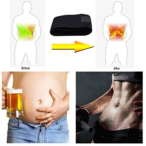 FeiLuo Faja Reductora Adelgazante, Cinturón de Fitness Ajustable para Mujer & Hombre para Body Shaped, Quema de Grasas, Efecto Sauna, Soporte para la Músculos Abdominal y Espalda Baja (Negro, M)