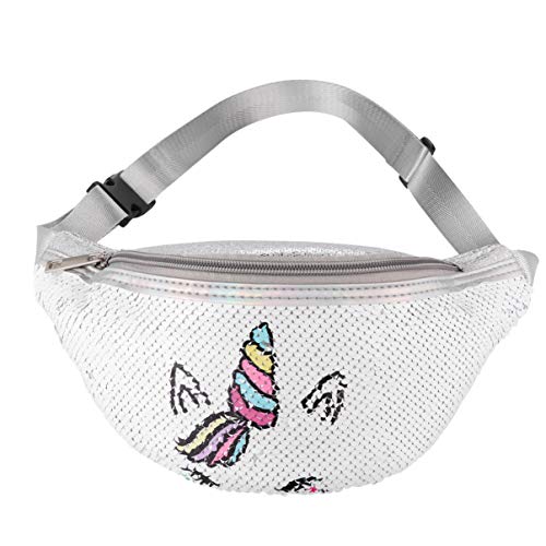 FENICAL riñonera Unicornio cinturón riñonera Bolso de Pecho Flip Lentejuelas riñonera para niñas Mujeres