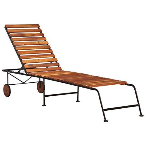 Festnight Tumbona de Jardín de Piscina Ajustable en 3 Posiciones de Madera Maciza 215 x 50 x 98 cm