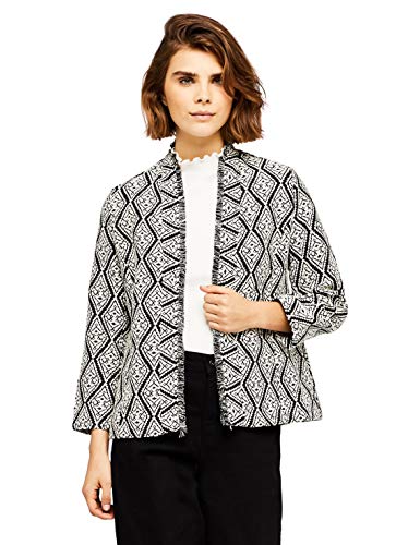 find. Chaqueta Estampada Estilo Boho para Mujer , Negro (Black/ivory), 40 (Talla del Fabricante: Medium)