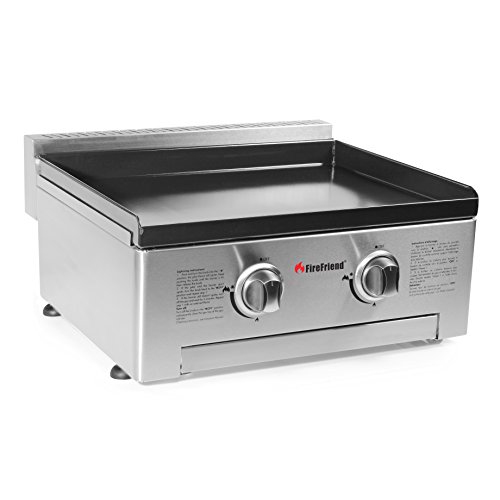FireFriend BQ-6394 Parrilla de gas, dos quemadores, acero inoxidable, Negro, 57 x 28 x 60 cm