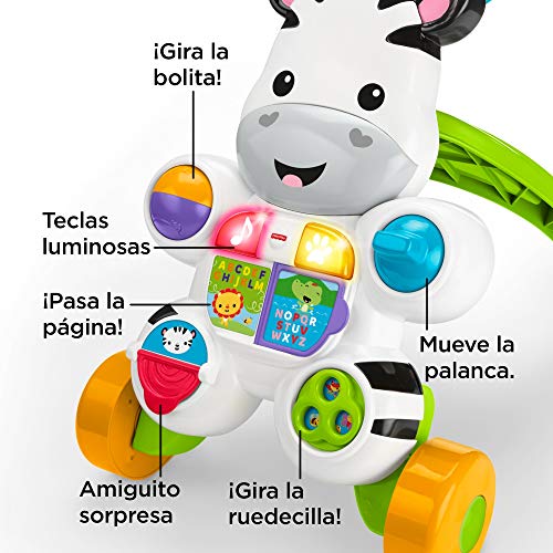 Fisher-Price - Cebra parlanchina primeros pasos - andador bebes - 6 meses - 3 años (Mattel DLD87)