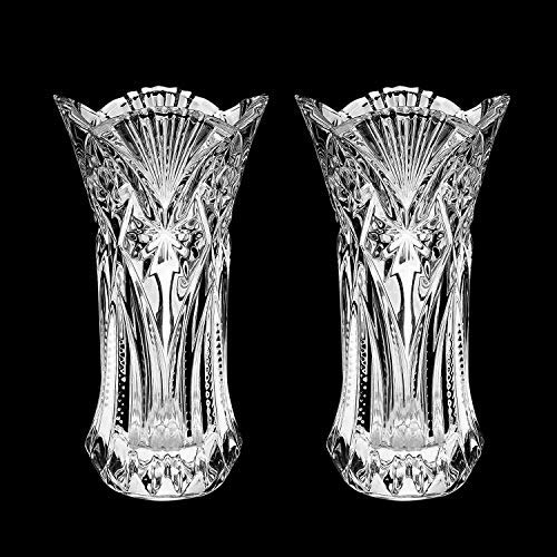 Floreros Decorativos Altos (2Pcs) - 25cm Floreros Cristal - Florero Cristal Redondo - Decoración de Bodas, Floreros para la Sala de Estar, Fiesta Evento - Regalo de Bodas y Decoración del Hogar
