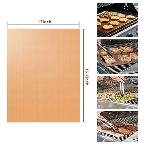 Fly5D Estera para Parrilla de Barbacoa, BBQ Grill 5 Piezas, Reutilizable Estera Antiadherente de Barbacoa Protección Ambiental Resistentes al Calor para Asar Carne Pescado Verduras de Gas carbón
