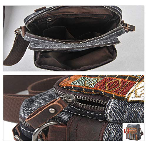 FLYJJ Lona En Diagonal Bolsa Cruzada Bolso De La Universidad Bordado Vestimenta Casual Retro Adecuado para La Escuela Gimnasio Camping Gris Neutro