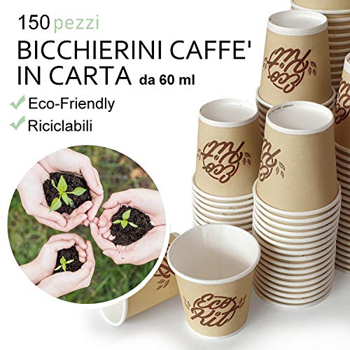 FMC Solution Eco - Kit de accesorios de café y té – 150 azúcares en bolsitas, 150 palas de madera, 150 vasos de papel