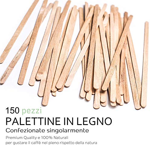 FMC Solution Eco - Kit de accesorios de café y té – 150 azúcares en bolsitas, 150 palas de madera, 150 vasos de papel