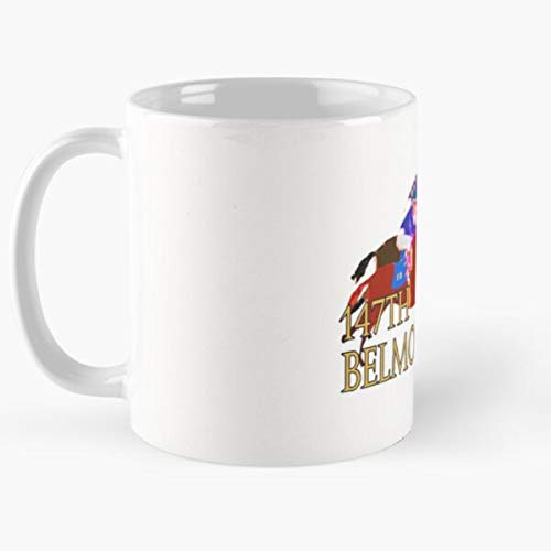 Foliam New Fun Belmont Crown Sports York Thoroughbred Horse Stakes Triple Colorful Racing La Mejor Taza de café de cerámica de mármol Blanco de 11 oz