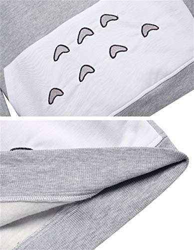Fortuning's JDS Mujer Totoro Imprimir Manga Larga Encapuchado Pullover Sudadera Escudo Bolsillo