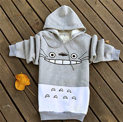 Fortuning's JDS Mujer Totoro Imprimir Manga Larga Encapuchado Pullover Sudadera Escudo Bolsillo
