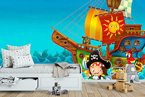 Fotomural Papel Pintado Pared Barco Pirata | Fotomural para Paredes | Mural | Papel Pintado | Varias Medidas 150 x 100 cm | Decoración comedores, Salones, Habitaciones.