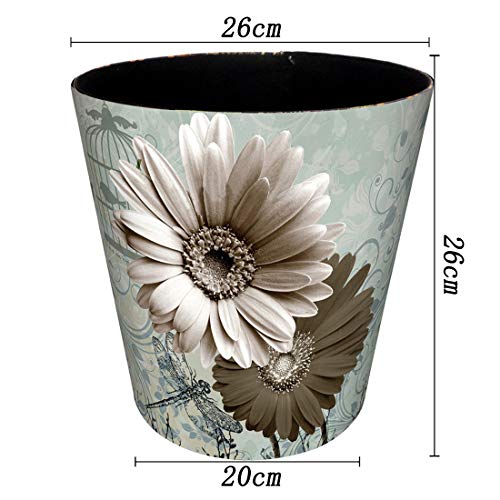 Foxom 10L Cuero Vintage Girasol Papelera,Oficina Cubo de Basura, Habitacion Papelera,26×20×26CM (Tipo-2)