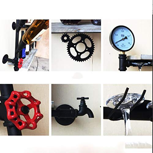 FPigSHS Armarios para Vino Botelleros Soporte de Pared para Montaje en Pared Almacenamiento para Vino exhibición Club de Tubos de Agua para Barra de relajación Suspensión de Hotel Hierro Industrial