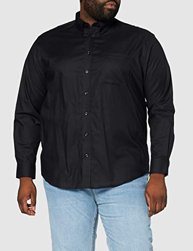 Fruit of the Loom Oxford Camisa de Vestir, Negro (Schwarz-Schwarz), Large para Hombre
