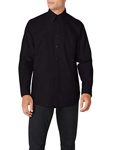 Fruit of the Loom Oxford Camisa de Vestir, Negro (Schwarz-Schwarz), Large para Hombre