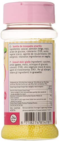 FunCakes Sprinkles Decoraciones NonPareils de Color Amarillo para Decorar Tartas, Cupcakes, Galletas, Helados y otros Dulces, 80g, G42530