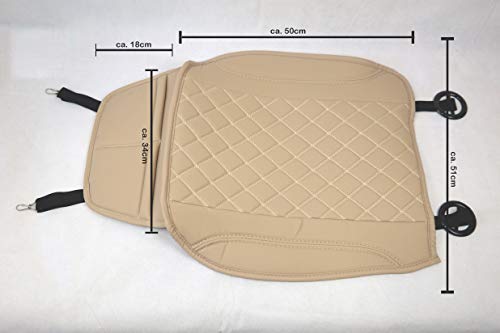 Funda de asiento de piel sintética de color beige con costuras blancas para Nissan Almera N16, OT405