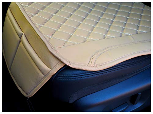 Funda de asiento de piel sintética de color beige con costuras blancas para Nissan Almera N16, OT405