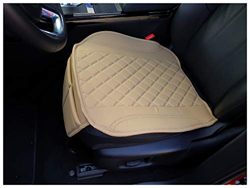 Funda de asiento de piel sintética de color beige con costuras blancas para Nissan Almera N16, OT405